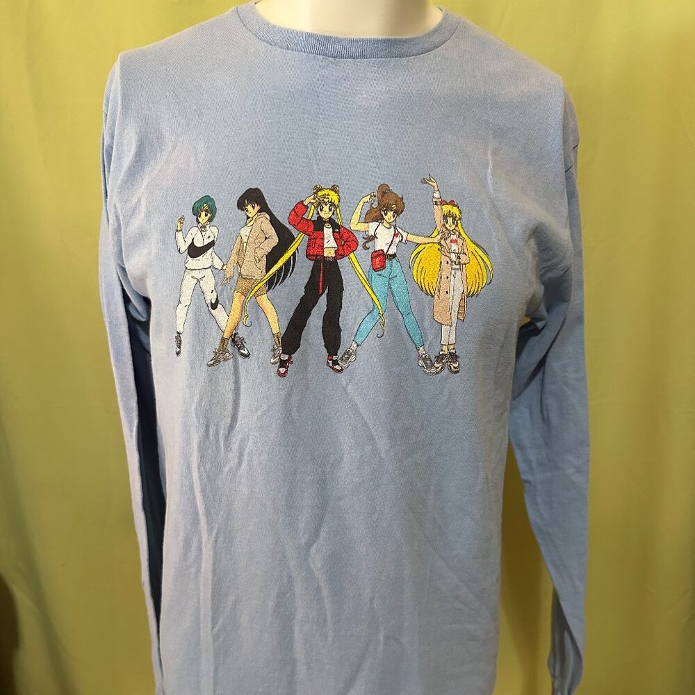 Sailor Moon Naoko Takeuchi Men's Long Sleeve Blue T Shirt Size Medium Chibiusa